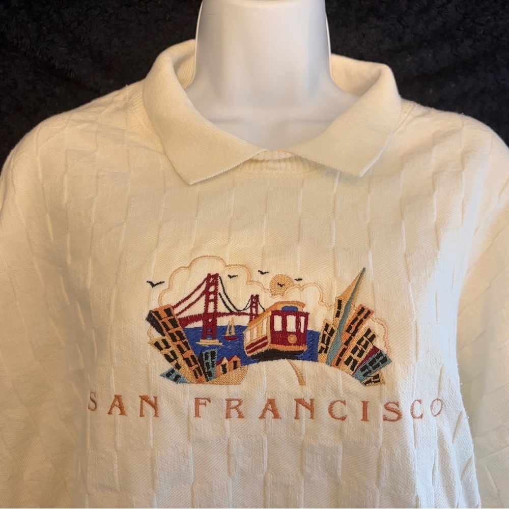 Vintage 90's San Francisco Embroidered Cream Polo Oversized Sweater